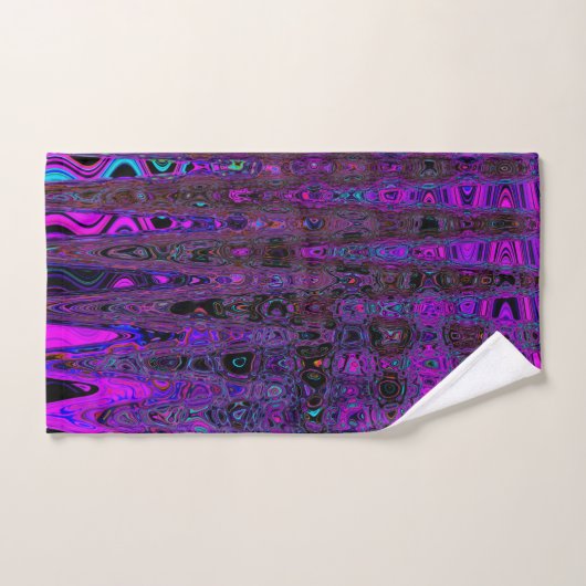 Trippy Paarse en zwarte Retro Atomic Waves Bad Handdoek (Handdoek)