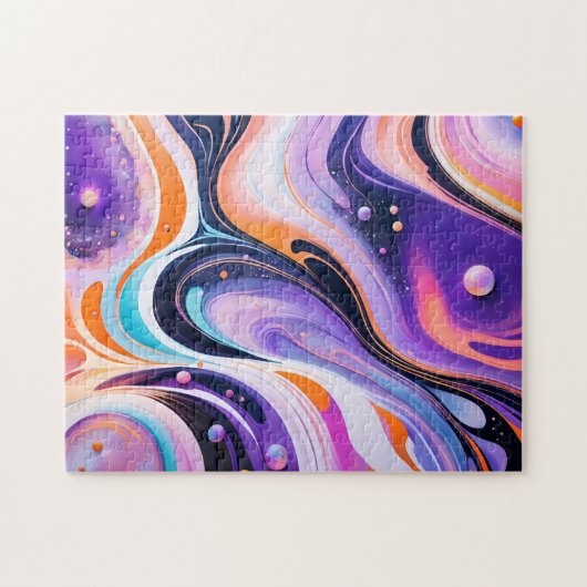 Trippy Paarse Liquid Art Wall Art Legpuzzel (Horizontaal)