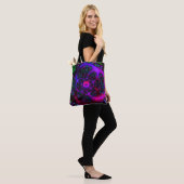 Trippy Paarse Spiral Funky Tote Bag (Op model)