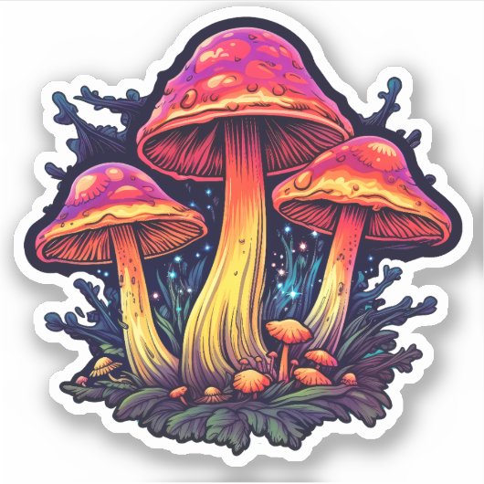 Trippy Paddenstoelensticker: Een Psychedelisch Gen Sticker (Voorkant)