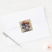 Trippy paddestoel vierkante sticker (Envelop)