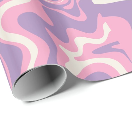 Trippy Patchwork Collage Retro Modern Patroon Roze Cadeaupapier (Rol Hoek)