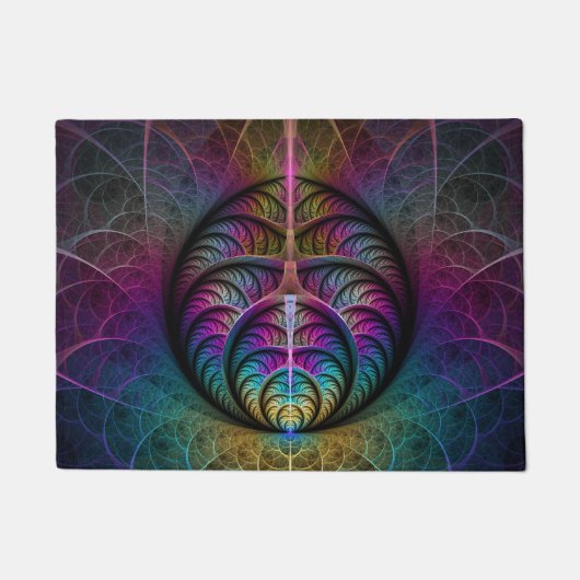 Trippy Patronen Kleurrijke Abstracte Fractale Kuns Deurmat (Voorkant)