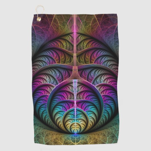 Trippy Patronen Kleurrijke Abstracte Fractale Kuns Golfhanddoek (Voorkant)
