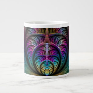 Trippy Patronen Kleurrijke Abstracte Fractale Kuns Grote Koffiekop