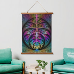 Trippy Patronen Kleurrijke Abstracte Fractale Kuns Hangend Wandkleed
