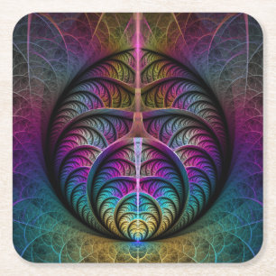 Trippy Patronen Kleurrijke Abstracte Fractale Kuns Kartonnen Onderzetters
