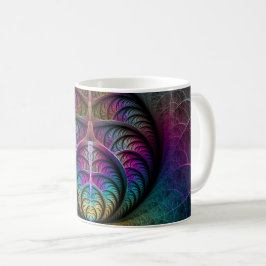 Trippy Patronen Kleurrijke Abstracte Fractale Kuns Koffiemok