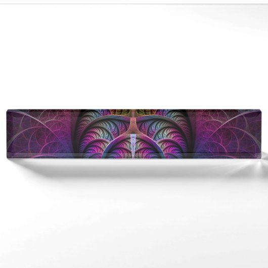 Trippy Patronen Kleurrijke Abstracte Fractale Kuns Naambordje (Voorkant)