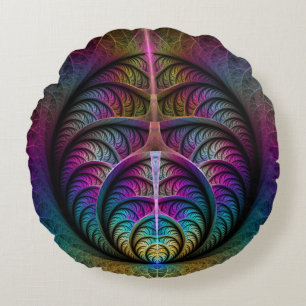 Trippy Patronen Kleurrijke Abstracte Fractale Kuns Rond Kussen