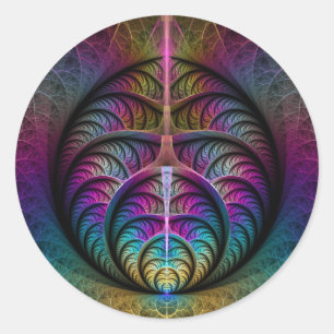 Trippy Patronen Kleurrijke Abstracte Fractale Kuns Ronde Sticker