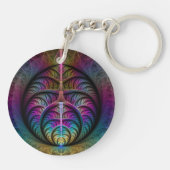 Trippy Patronen Kleurrijke Abstracte Fractale Kuns Sleutelhanger (Achterkant)