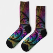 Trippy Patronen Kleurrijke Abstracte Fractale Kuns Sokken (Links)