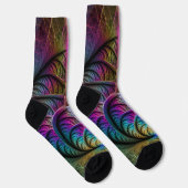 Trippy Patronen Kleurrijke Abstracte Fractale Kuns Sokken (Rechts)