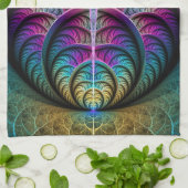 Trippy Patronen Kleurrijke Abstracte Fractale Kuns Theedoek (Gevouwen)