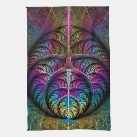 Trippy Patronen Kleurrijke Abstracte Fractale Kuns Theedoek (Verticaal)
