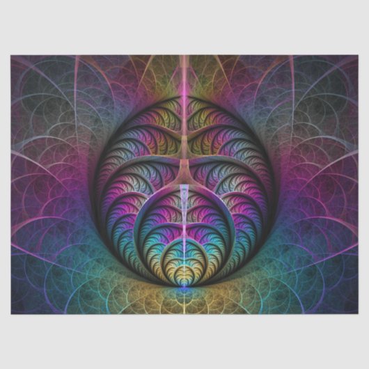 Trippy Patronen Kleurrijke Abstracte Fractale Kuns Tissuepapier (Voorkant)