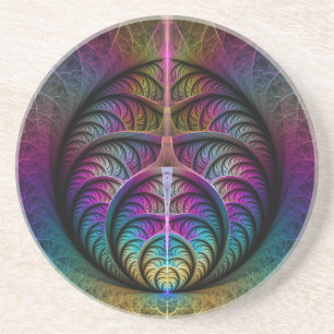 Trippy Patronen Kleurrijke Abstracte Fractale Kuns Zandsteen Onderzetter