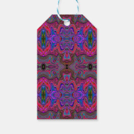Trippy-patroon voor Wavy Blue en Rainbow Red Cadeaulabel