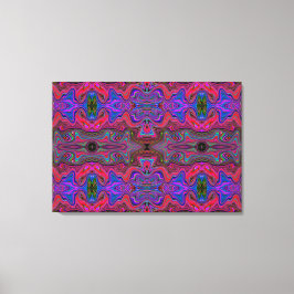 Trippy-patroon voor Wavy Blue en Rainbow Red Canvas Afdruk