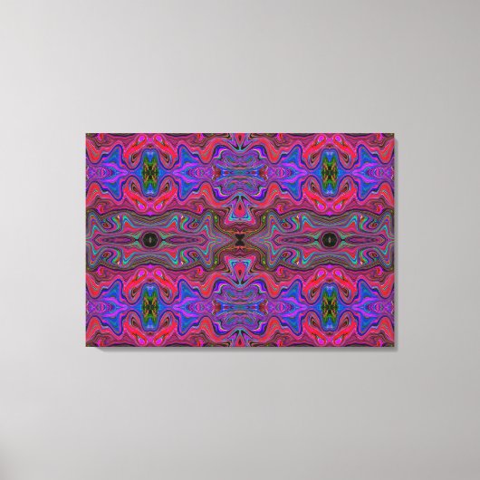 Trippy-patroon voor Wavy Blue en Rainbow Red Canvas Afdruk (Voorkant)