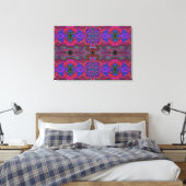 Trippy-patroon voor Wavy Blue en Rainbow Red Canvas Afdruk (Insitu (Slaapkamer))