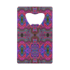 Trippy-patroon voor Wavy Blue en Rainbow Red Creditkaart Flessenopener