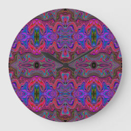 Trippy-patroon voor Wavy Blue en Rainbow Red Grote Klok