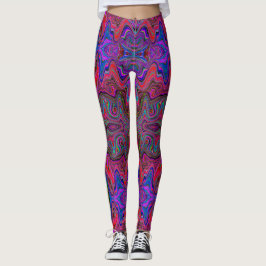 Trippy-patroon voor Wavy Blue en Rainbow Red Leggings