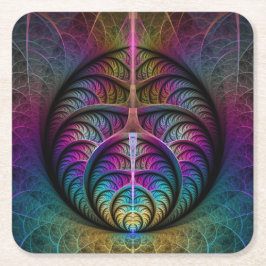 Trippy Patterned Colorful Abstract Fractal Art Kartonnen Onderzetters