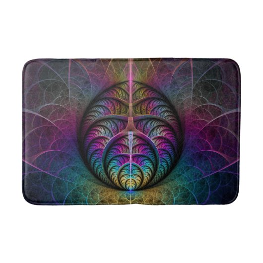 Trippy Patterned Kleurrijke Abstracte Fractal Art Badmat (Voorkant)