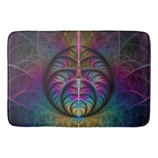 Trippy Patterned Kleurrijke Abstracte Fractal Art Badmat (Voorkant)
