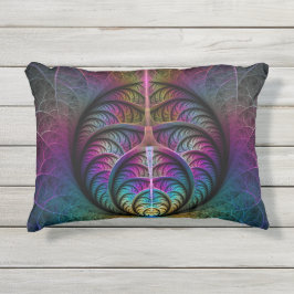 Trippy Patterned Kleurrijke Abstracte Fractal Art Buitenkussen