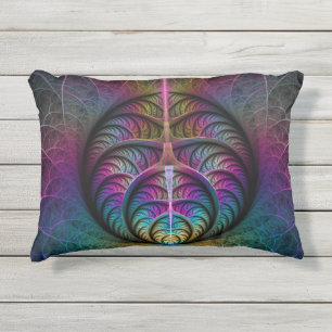 Trippy Patterned Kleurrijke Abstracte Fractal Art Buitenkussen
