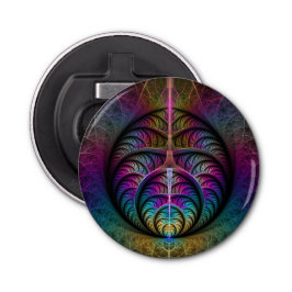 Trippy Patterned Kleurrijke Abstracte Fractal Art Button Flesopener