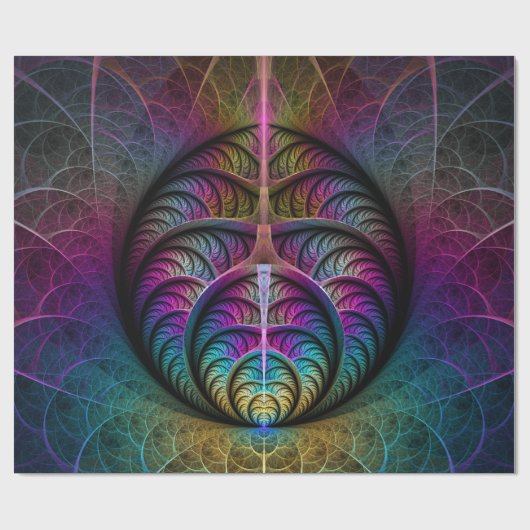 Trippy Patterned Kleurrijke Abstracte Fractal Art Cadeaupapier (Vlak)
