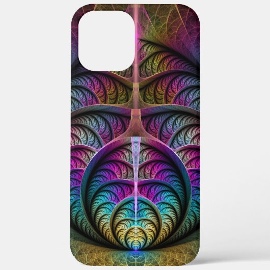 Trippy Patterned Kleurrijke Abstracte Fractal Art Case-Mate iPhone Case (Achterkant)