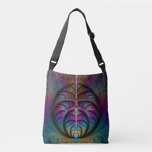 Trippy Patterned Kleurrijke Abstracte Fractal Art Crossbody Tas (Voorkant)