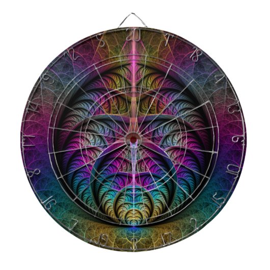 Trippy Patterned Kleurrijke Abstracte Fractal Art Dartbord (Voorkant)