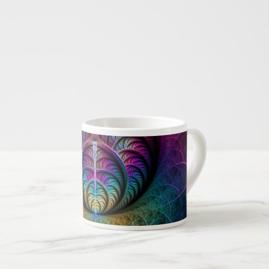 Trippy Patterned Kleurrijke Abstracte Fractal Art Espresso Kop (Voorkant rechts)