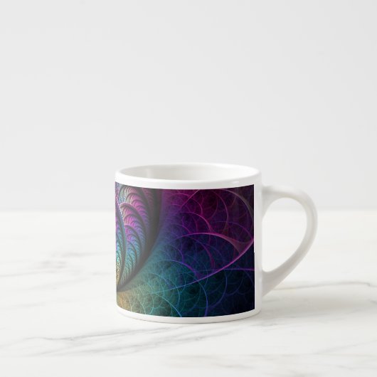Trippy Patterned Kleurrijke Abstracte Fractal Art Espresso Kop (Rechts)