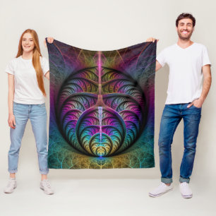 Trippy Patterned Kleurrijke Abstracte Fractal Art Fleece Deken
