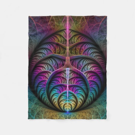 Trippy Patterned Kleurrijke Abstracte Fractal Art Fleece Deken (Voorkant)