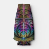 Trippy Patterned Kleurrijke Abstracte Fractal Art Flesjeskoeler (Voorkant)