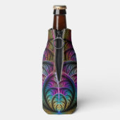 Trippy Patterned Kleurrijke Abstracte Fractal Art Flesjeskoeler (Fles Achterkant)