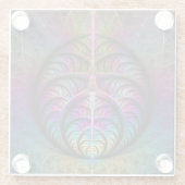 Trippy Patterned Kleurrijke Abstracte Fractal Art Glazen Onderzetter (Achterkant)