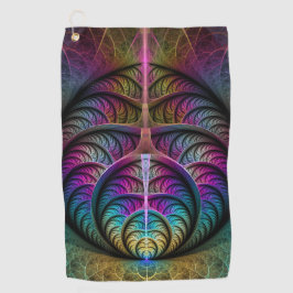 Trippy Patterned Kleurrijke Abstracte Fractal Art Golfhanddoek