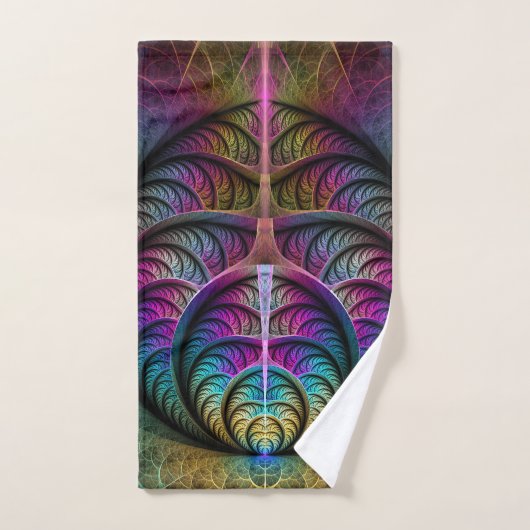 Trippy Patterned Kleurrijke Abstracte Fractal Art Handdoek (Handdoek)