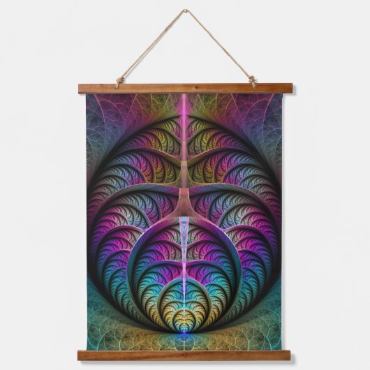 Trippy Patterned Kleurrijke Abstracte Fractal Art Hangend Wandkleed (Voorkant)