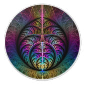 Trippy Patterned Kleurrijke Abstracte Fractal Art Keramische Knop (Voorkant)
